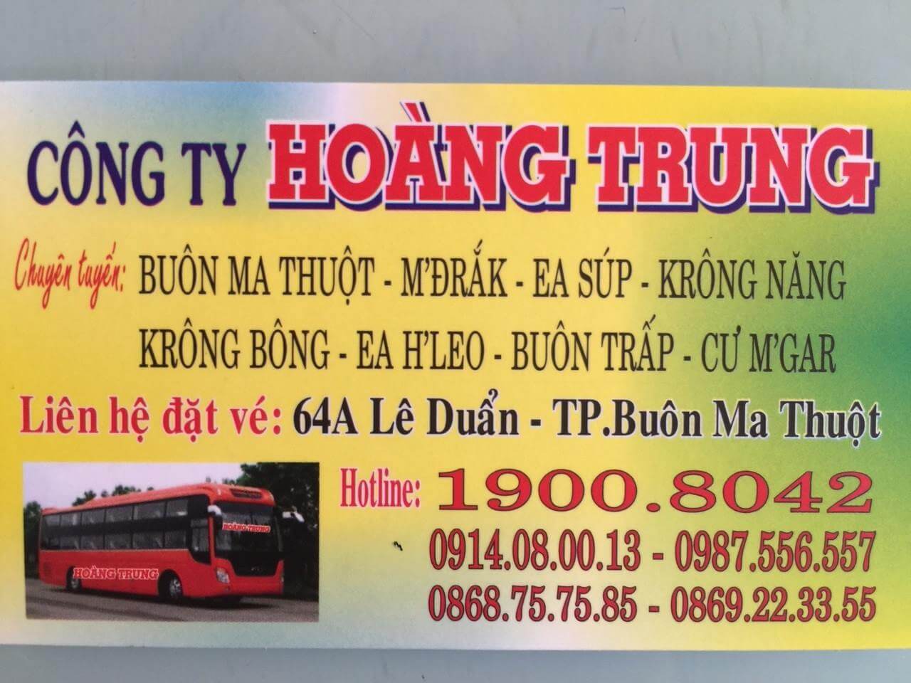 Thông tin nhà xe Hoàng Trung