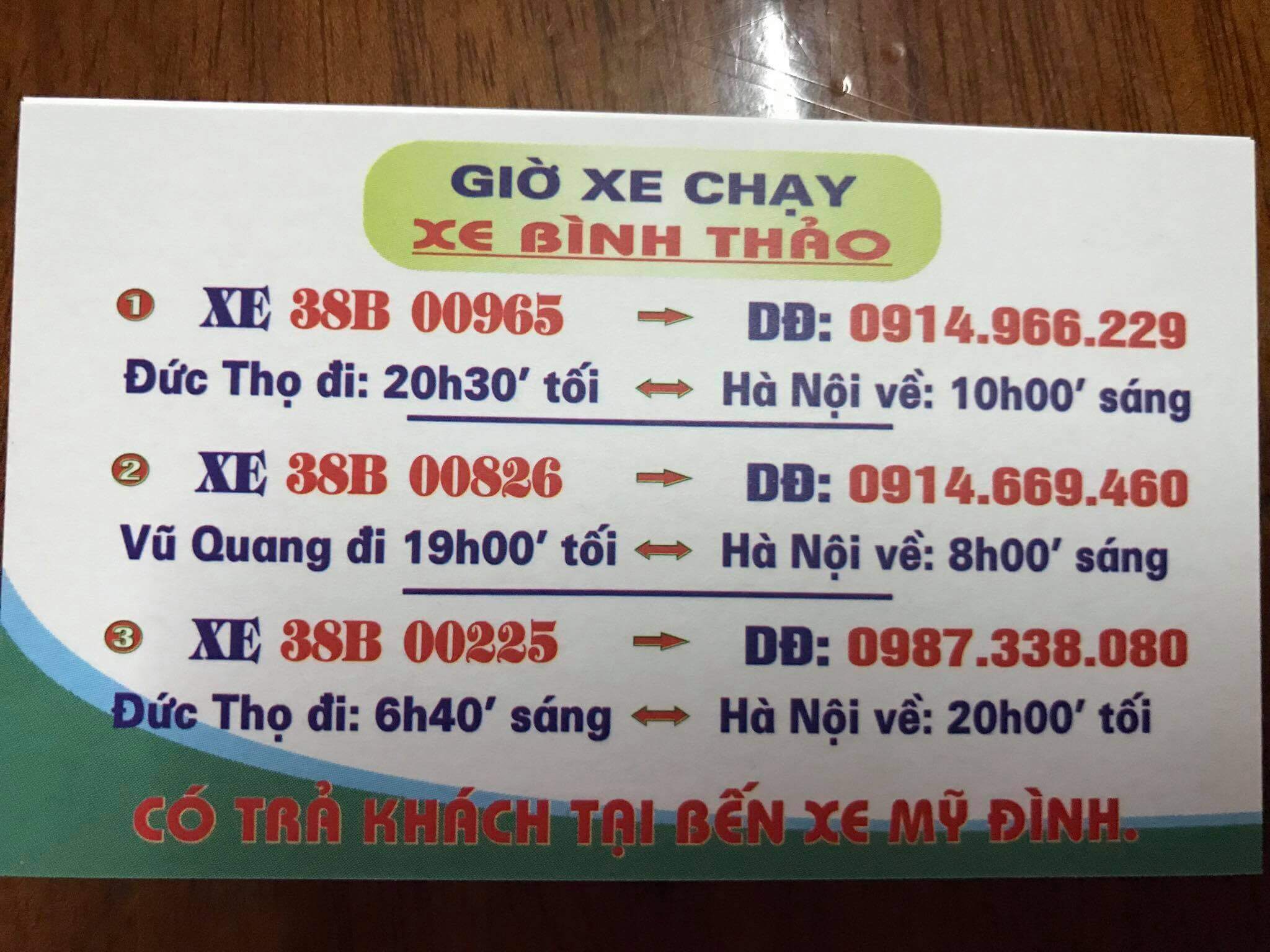 Hệ thống hoạt động nhà xe Bình Thảo