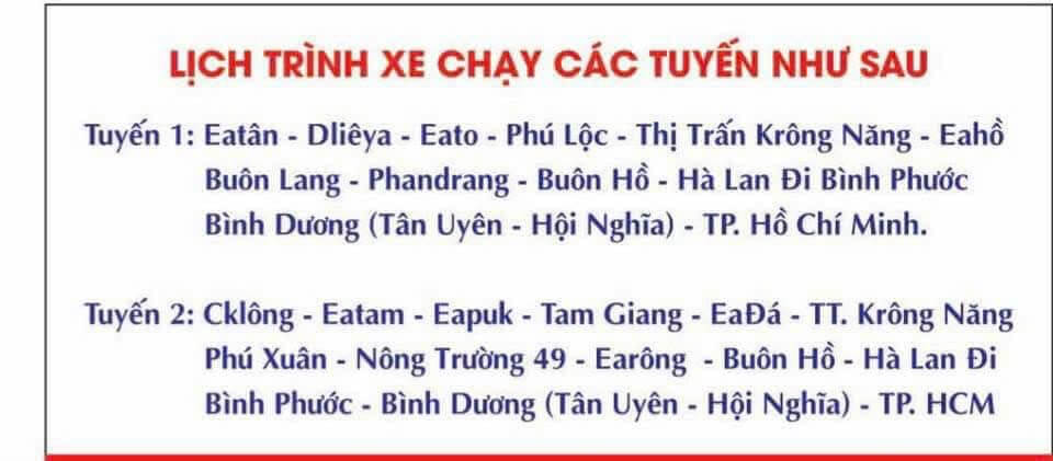 Lịch trình hoạt động nhà xe Thành Nhân