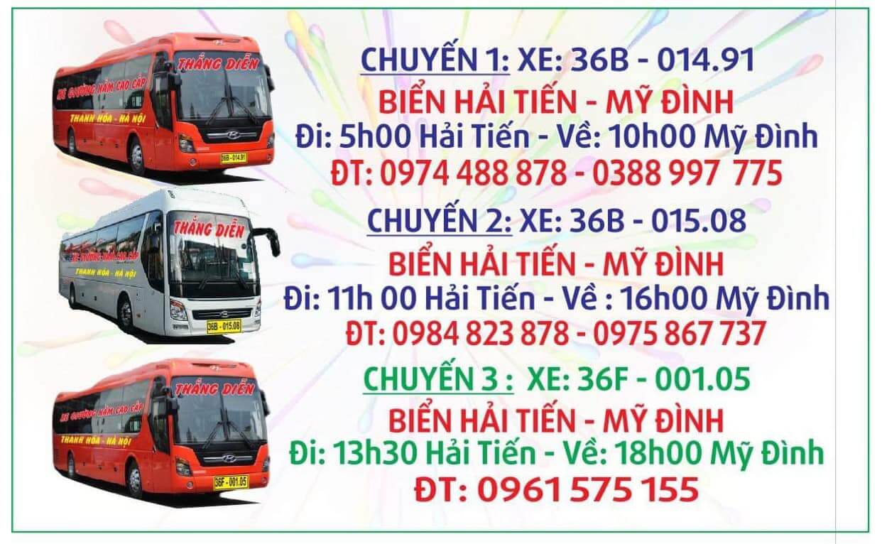 Lịch trình hoạt động xe Thắng Diễn